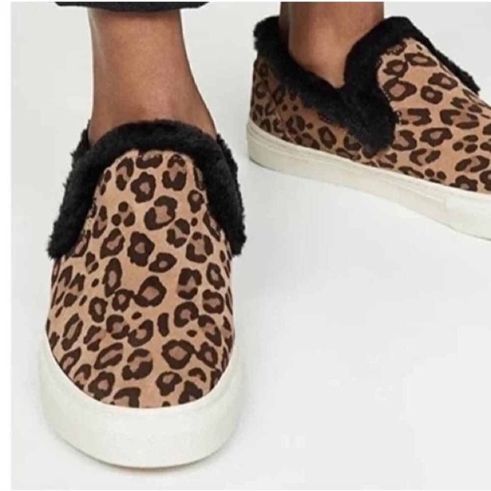 Tretorn Women's Millie Fuzzy Faux Fur Leopard Slip On Sneakers Shoes Size 5.5M